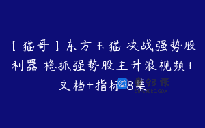【猫哥】东方玉猫 决战强势股利器 稳抓强势股主升浪视频+文档+指标 8集