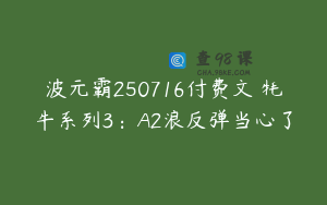 波元霸250716付费文 牦牛系列3：A2浪反弹当心了