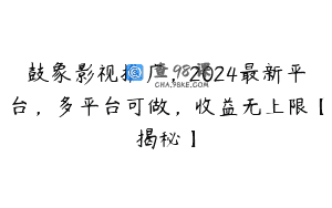 鼓象影视推广，2024最新平台，多平台可做，收益无上限【揭秘】