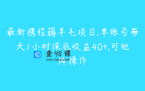 最新携程薅羊毛项目,单账号每天1小时保底收益40+,可矩阵操作