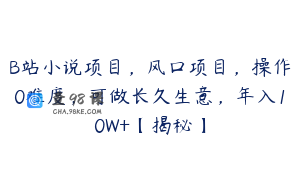 B站小说项目,风口项目,操作0难度,可做长久生意,年入10W+【揭秘】