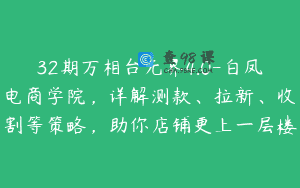 32期万相台无界4.0-白凤电商学院，详解测款、拉新、收割等策略，助你店铺更上一层楼