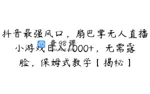 抖音最强风口，扇巴掌无人直播小游戏日入1000+，无需露脸，保姆式教学【揭秘】