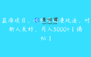 蓝海项目，视频号动漫玩法，对新人友好，月入3000+【揭秘】