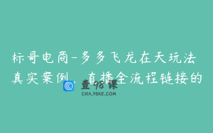 标哥电商-多多飞龙在天玩法 真实案例，直播全流程链接的