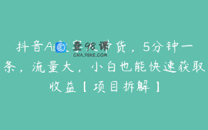 抖音Ai数字人带货，5分钟一条，流量大，小白也能快速获取收益【项目拆解】