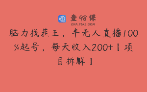 脑力找茬王，半无人直播100%起号，每天收入200+【项目拆解】