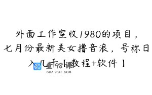 外面工作室收1980的项目，七月份最新美女撸音浪，号称日入几千【教程+软件】