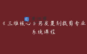 《三维核心》男发复刻裁剪专业系统课程