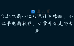 亿起电商小红书课程主播版，小红书电商教程，从零开始走向专业