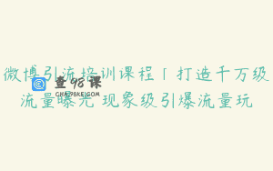 微博引流培训课程「打造千万级流量曝光 现象级引爆流量玩
