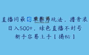 直播间最简单暴力玩法，撸音浪日入500+，绿色直播不封号新手容易上手【揭秘】