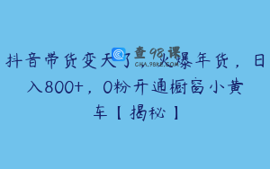 抖音带货变天了，火爆年货，日入800+，0粉开通橱窗小黄车【揭秘】