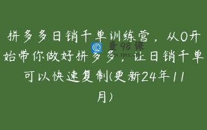 拼多多日销千单训练营，从0开始带你做好拼多多，让日销千单可以快速复制(更新24年11月)