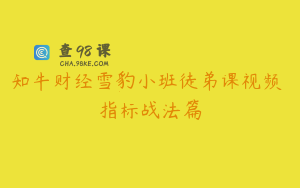 知牛财经雪豹小班徒弟课视频 指标战法篇