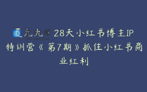 夏九九·28天小红书博主IP特训营《第7期》抓住小红书商业红利