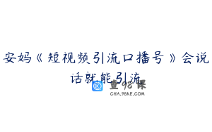 安妈《短视频引流口播号》会说话就能引流