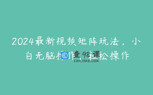 2024最新视频矩阵玩法，小白无脑操作，轻松操作