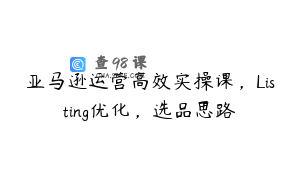 亚马逊运营高效实操课，Listing优化，选品思路