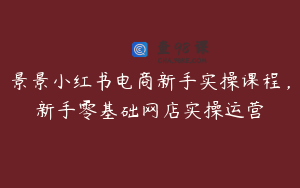 景景小红书电商新手实操课程,新手零基础网店实操运营