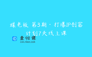媒老板 第3期·打爆IP创富计划7天线上课