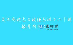 灵兰高建忠《读懂东垣》二十讲敲开内伤之门