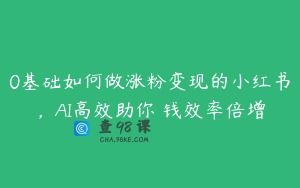 0基础如何做涨粉变现的小红书，AI高效助你賺钱效率倍增