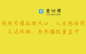 视频号爆款新风口，人生感悟图文这样做，条条播放量直冲