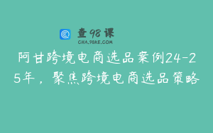 阿甘跨境电商选品案例24-25年，聚焦跨境电商选品策略