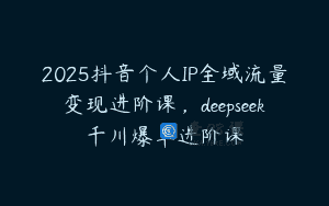2025抖音个人IP全域流量变现进阶课，deepseek千川爆单进阶课