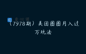 （7978期）美团圈圈月入过万玩法