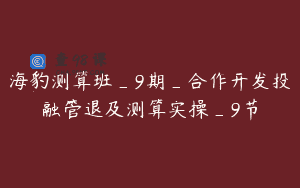 海豹测算班_9期_合作开发投融管退及测算实操_9节