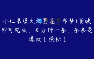 小红书爆火新赛道，即梦+剪映即可完成，五分钟一条，条条是爆款【揭秘】