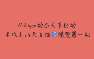 Mulligan动态关节松动术线上14天直播训练营第一期