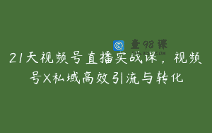 21天视频号直播实战课，视频号X私域高效引流与转化