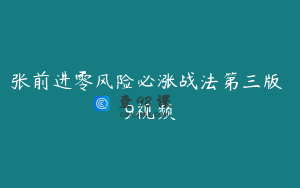 张前进零风险必涨战法第三版 9视频