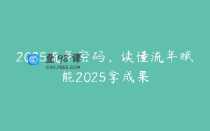 2025流年密码，读懂流年赋能2025拿成果