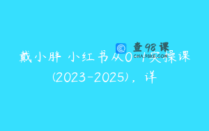 戴小胖・小红书从0-1实操课(2023-2025)，详