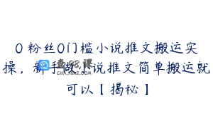 0 粉丝0门槛小说推文搬运实操，新手做小说推文简单搬运就可以【揭秘】