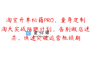 淘宝开单秘籍PRO，量身定制淘天实战陪跑计划，告别做店迷茫、快速突破运营瓶颈期