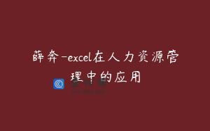 薛奔-excel在人力资源管理中的应用