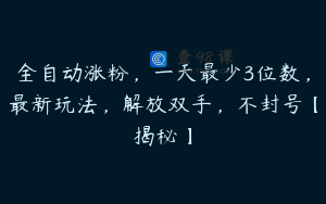 全自动涨粉，一天最少3位数，最新玩法，解放双手，不封号【揭秘】