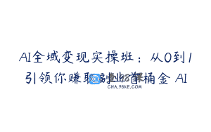 AI全域变现实操班：从0到1引领你赚取副业首桶金 AI