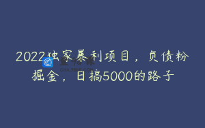 2022独家暴利项目，负债粉掘金，日搞5000的路子
