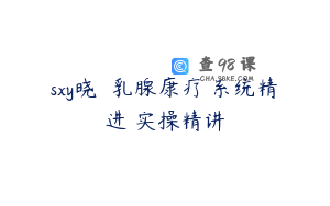 sxy晓玥 乳腺康疗 系统精进 实操精讲