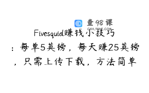 Fivesquid赚钱小技巧：每单5英镑，每天赚25英镑，只需上传下载，方法简单