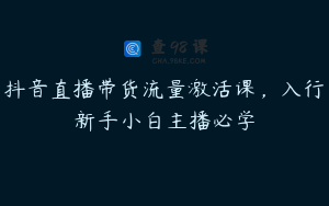 抖音直播带货流量激活课，入行新手小白主播必学