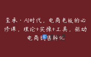 玺承·AI时代，电商老板的必修课，理论+实操+工具，驱动电商销售转化