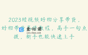 2023短视频好物分享带货，好物带货高级教程，高手一句点拨，新手也能快速上手