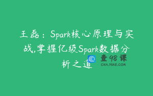 王磊：Spark核心原理与实战,掌握亿级Spark数据分析之道